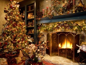 Install Christmas lights along a fake fireplace